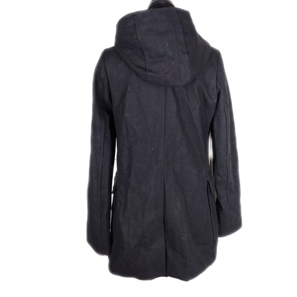 NEW Merona Womens Black Wool HOODED Full Zip Multi Pocket Cozy Jacket - Picture 9 of 10